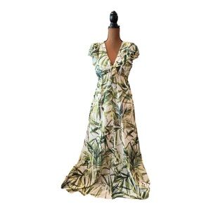 Taylor Palm Leaf Maxi Dress Size 6